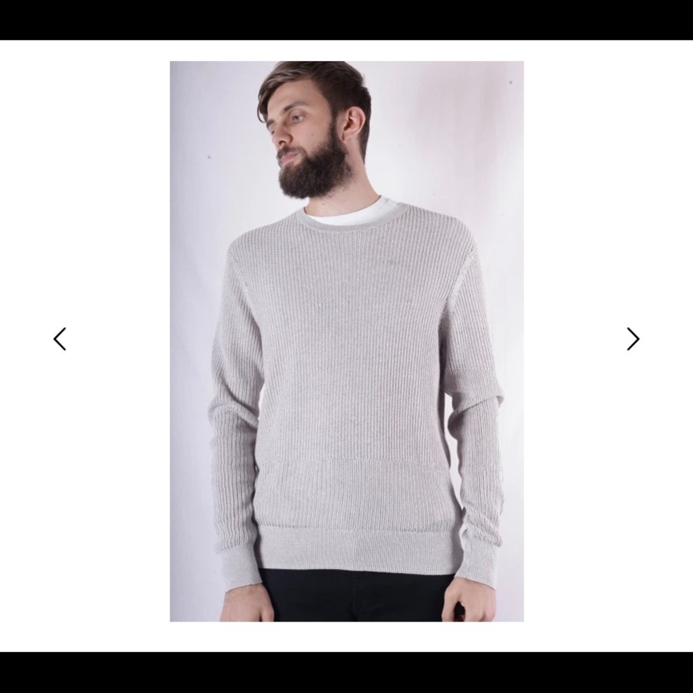 All Saints Beige Metz Long Sleeve Crewneck Sweater